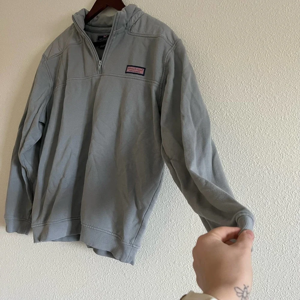 Men's Vineyard Vines Light Gray 1/4 Zip Pullover Sweater Size Small